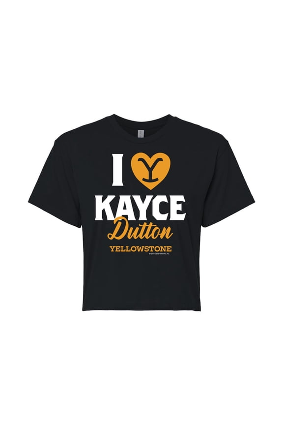 - I Love Kayce - Juniors Cropped Cotton Blend T-Shirt