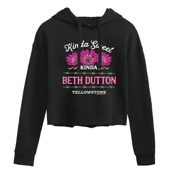 Yellowstone  - Kinda Sweet Kinda Beth Dutton - Juniors Cropped Pullover Hoodie