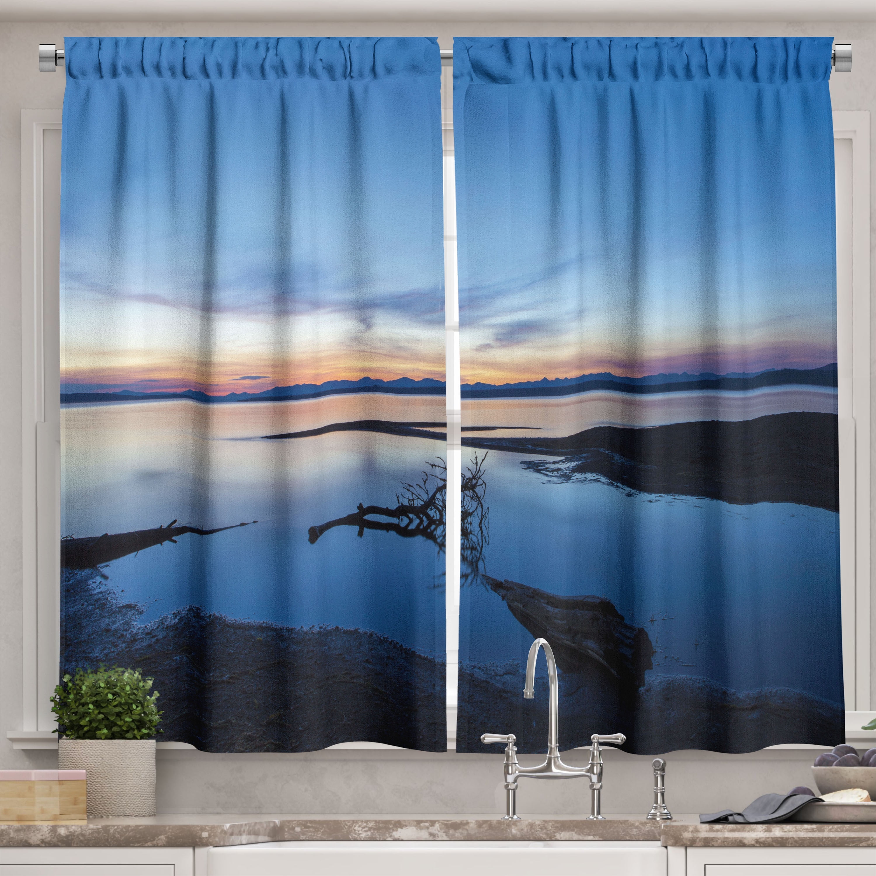 Yellowstone Kitchen Curtains, Lake Horizon Clear Sky Mother Earth ...