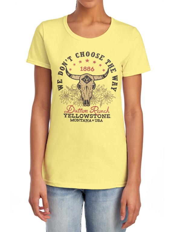 Yellowstone Large Skull Women's T Shirt, Banana, X-Large