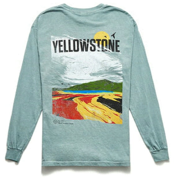 Yellowstone Long Sleeve Men's Green T-Shirt (Medium)