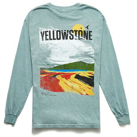 Yellowstone Long Sleeve Men's Green T-Shirt (Small)