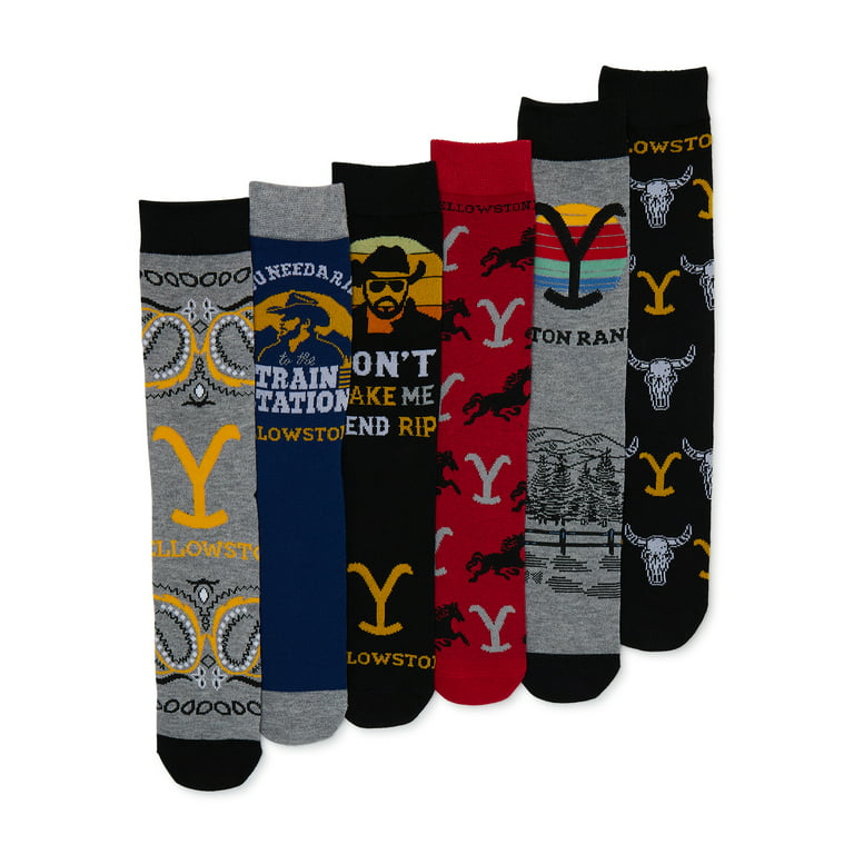 Bioworld Yellowstone Men's Crew Socks, 6-Pack, Size: 8-12