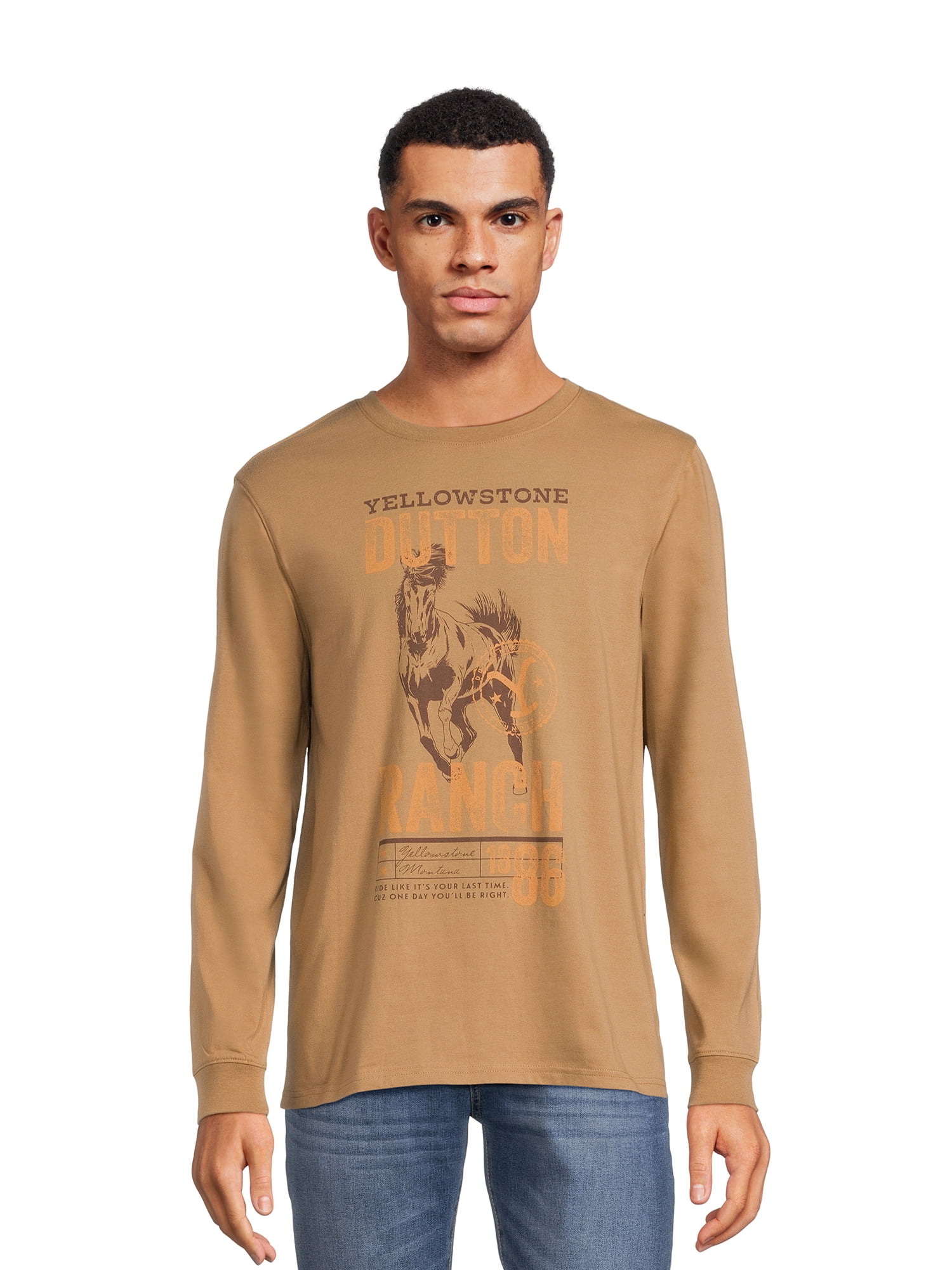 Yellowstone Men's and Big Men's Graphic Tee with Long Sleeves, Sizes S