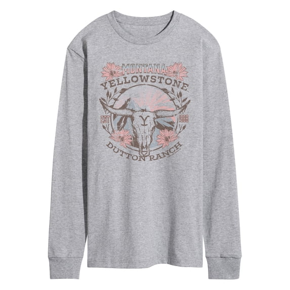 Yellowstone - Montana Skull Dutton Ranch Men's Long Sleeve Graphic T-Shirt