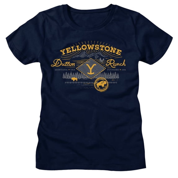 Yellowstone Mountain Range Navy Women's T-Shirt