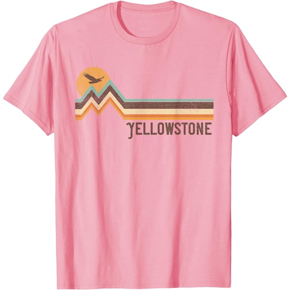 Yellowstone National Park 70s 80s Retro Vintage Distressed Unisex T-Shirt for Men Women Kids Toddler,Light Pink Color,Size M