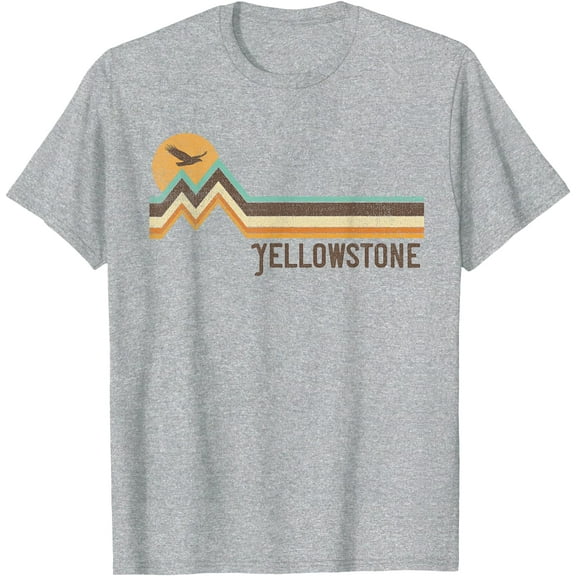 Yellowstone National Park 70s 80s Retro Vintage Distressed Unisex T-Shirt for Men Women Kids Toddler,Sport Grey Color,Size 2T