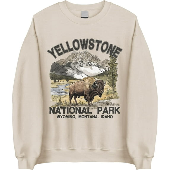 Yellowstone National Park Bison Crewneck Sweatshirt – Vintage Wildlife Nature Pullover