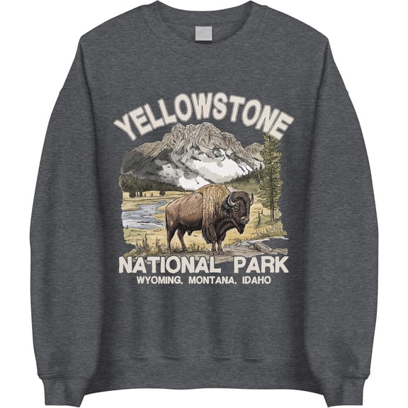 Yellowstone National Park Bison Crewneck Sweatshirt – Vintage Wildlife Nature Pullover