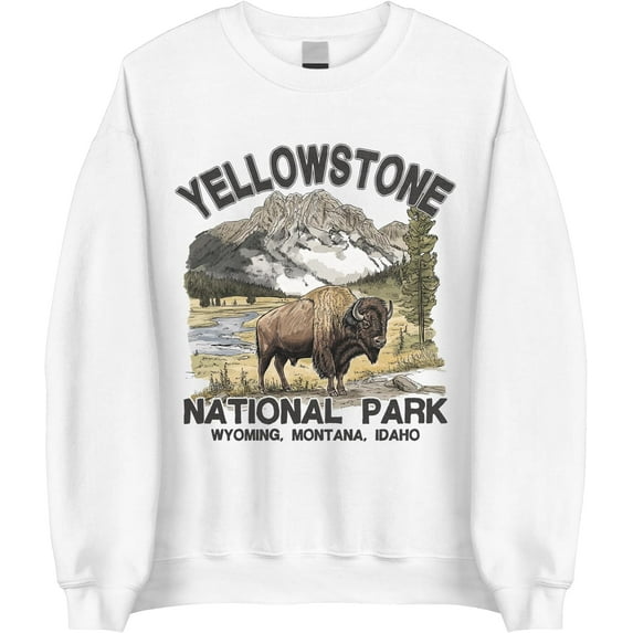 Yellowstone National Park Bison Crewneck Sweatshirt – Vintage Wildlife Nature Pullover
