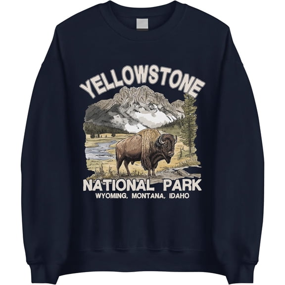 Yellowstone National Park Bison Crewneck Sweatshirt – Vintage Wildlife Nature Pullover