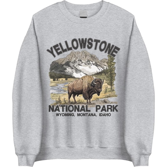Yellowstone National Park Bison Crewneck Sweatshirt – Vintage Wildlife Nature Pullover