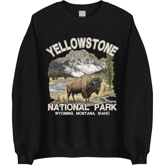Yellowstone National Park Bison Crewneck Sweatshirt – Vintage Wildlife Nature Pullover