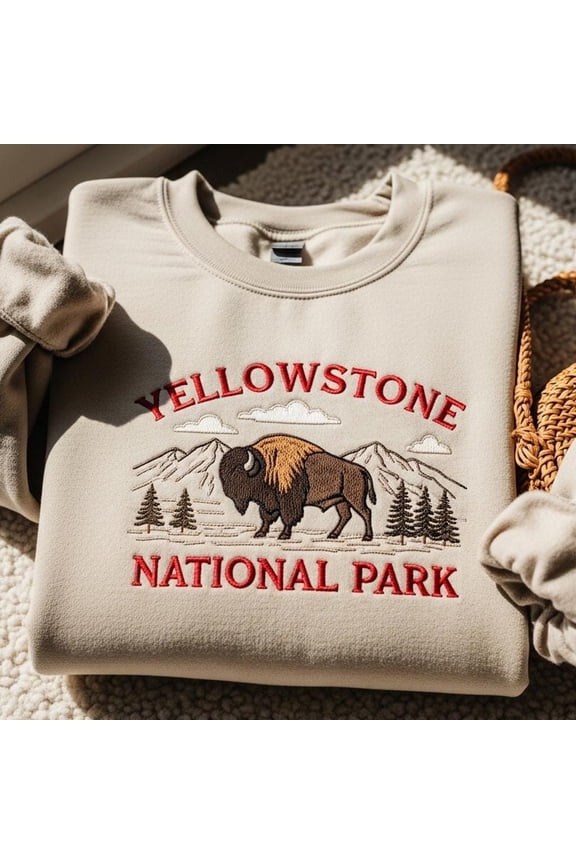 Yellowstone National Park Embroidered Sweatshirt, Forest Animal Shirt, Park Lover Tee, Nature Wildlife Gift, Outdoorsy Adventure Hoodie