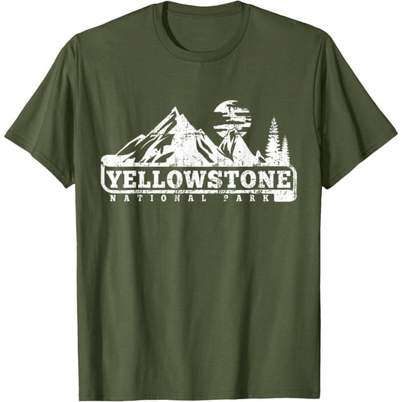 Yellowstone National Park I Love Hiking Wanderlust Unisex T-Shirt for Men Women Kids Toddler,Military Green Color,Size L