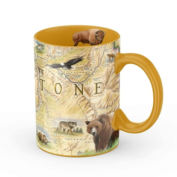 Yellowstone National Park Map Ceramic Mug 16oz, BPA-FREE Map Art - For Office Mug, Home Mug, Coffee Mug, Tea Mug, Brew Mugs, Any Hot and Cold Drinks. (Individual Mug)