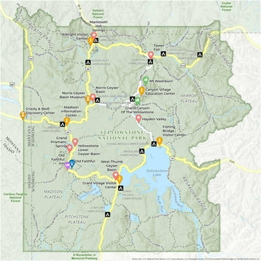 Yellowstone National Park Map GLOSSY POSTER PICTURE PHOTO PRINT BANNER CONVERSATIONPRINTS