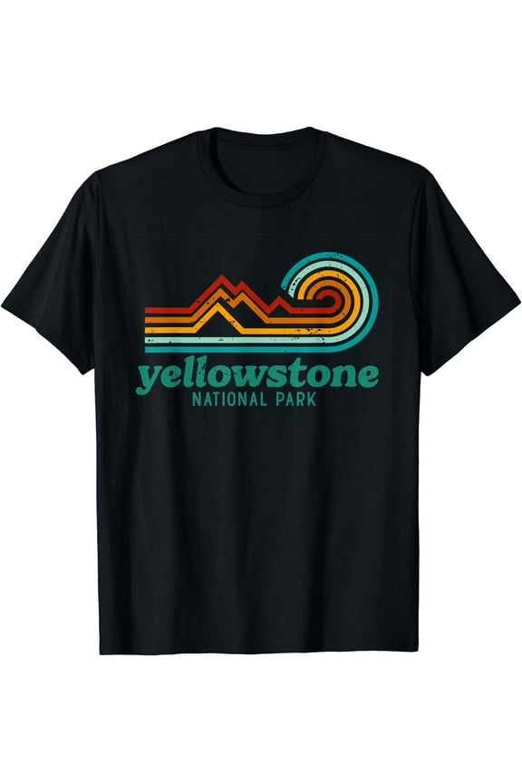 Yellowstone National Park Retro T-Shirt Black X-Large