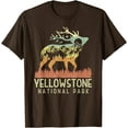 thumbnail image 1 of Yellowstone National Park Retro Vintage Mountain Elk Gift Unisex T-Shirt for Men Women Kids Toddler,Dark Chocolate Color,Size YXS, 1 of 5