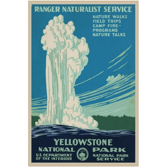 Yellowstone - National Park Service Poster - Vintage Print (8x12Inches)