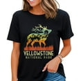 thumbnail image 1 of Yellowstone National Park Shirt Women Retro Vintage Mountain Elk Gift T-Shirt Black Small, 1 of 4