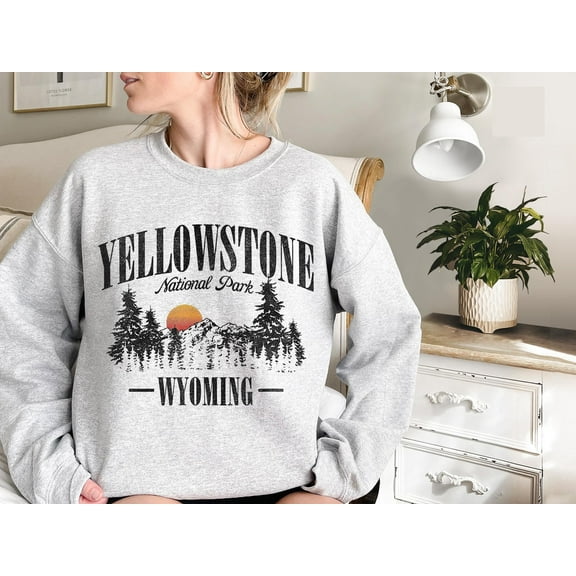Yellowstone National Park Sweatshirt, Unisex Hiking Crewneck, Retro Traveler Outfit, Cozy Camping Gift