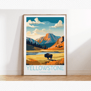 Yellowstone National Park Travel Poster, Yellowstone Wall Art, 12x18 Poster Print