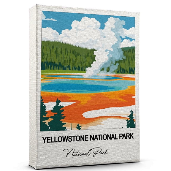 Yellowstone National Park Travel Wall Decor Scenic Travel Canvas Print of National Park Canvas Beautiful Gift for Home, Office, or Living Space