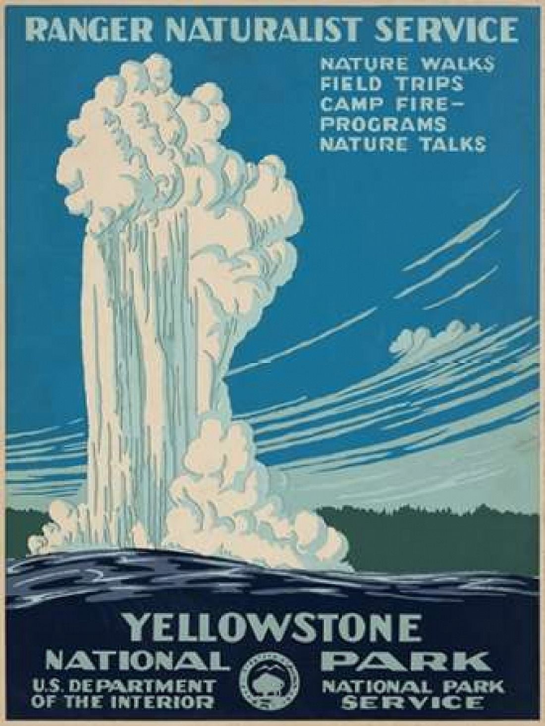 Yellowstone National Park ca 1938 Canvas Art - Ranger Naturalist Service (18 x 24)