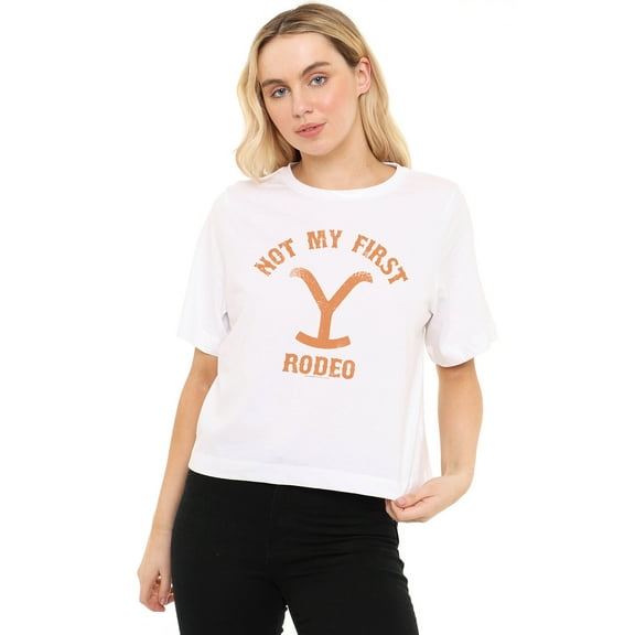 Yellowstone Not My First Rodeo Women's Boxy Cropped T-Shirt Casual Graphic Tee
