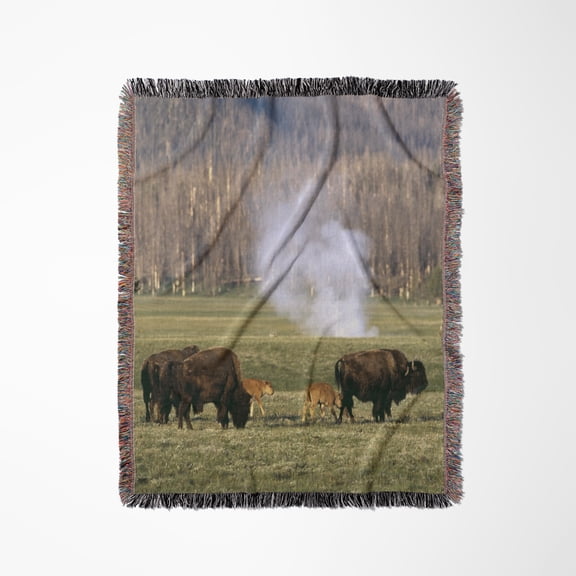 Yellowstone Np, Bison Herd - Us51 Csl0005 - Charles Sleicher, Woven Blanket