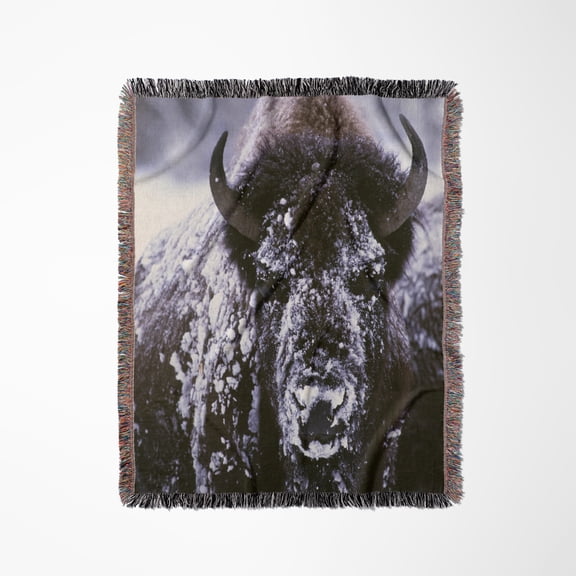 Yellowstone Np, Bison In Winter - Us51 Csl0007 - Charles Sleicher, Woven Blanket
