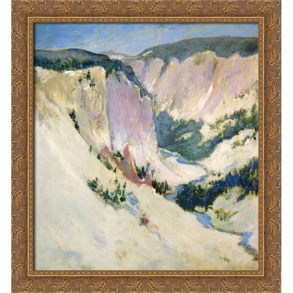 Yellowstone Park 28x34 Large Gold Ornate Wood Framed Canvas Art by John Henry Twachtman