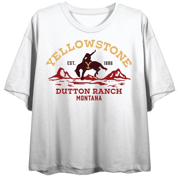 Yellowstone Protect the Land Women's White Graphic Crop Tee-Large