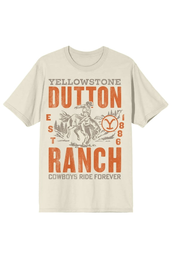 Yellowstone Ranch Cowboys Ride Forever Adult Tofu Short Sleeve Tee -Large