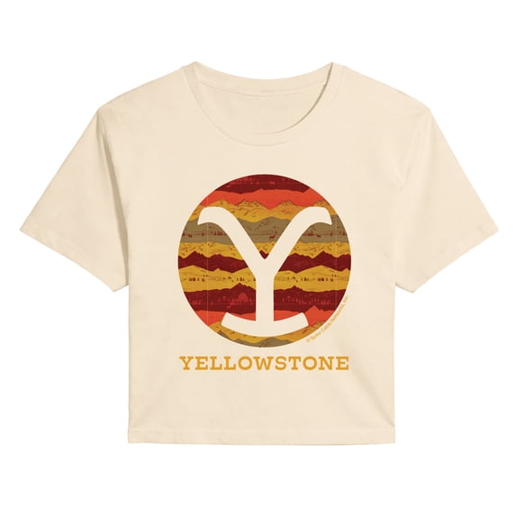 Yellowstone - Ranch Pattern Brand Fill - Juniors Cropped Graphic T-Shirt