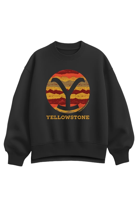- Ranch Pattern Brand Fill Oversized Fleece Crew Sweatshirt