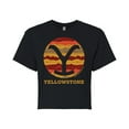 thumbnail image 1 of Yellowstone  - Ranch Pattern Y Brand Fill  - Juniors Cropped Cotton Blend T-Shirt, 1 of 6