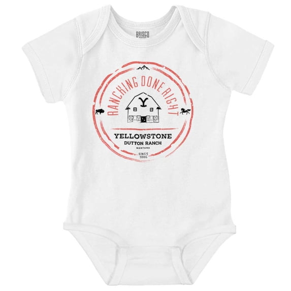 Yellowstone Ranching Done Right Romper Boys or Girls Infant Baby Brisco Brands 12M