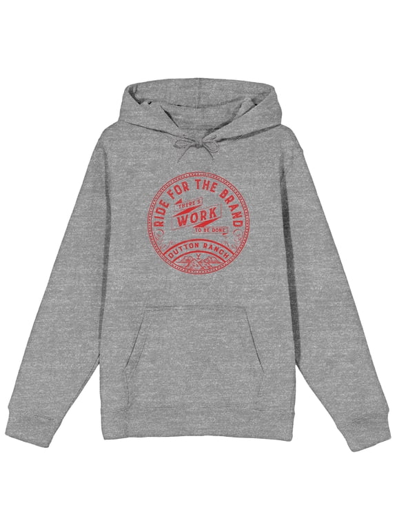 Yellowstone Ride For The Brand Long Sleeve Adult Athletic Heather Hooded Sweatshirt-XL