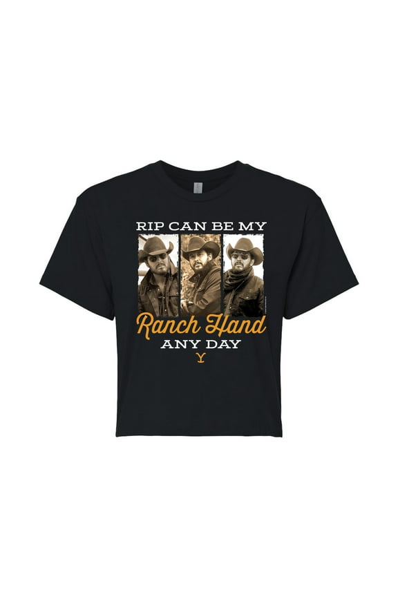 - Rip Can Be My Ranch Hand Any Day  - Juniors Cropped Cotton Blend T-Shirt