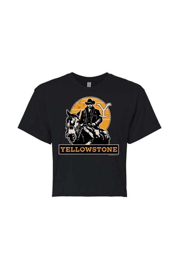 - Rip Riding Horseback - Juniors Cropped Cotton Blend T-Shirt