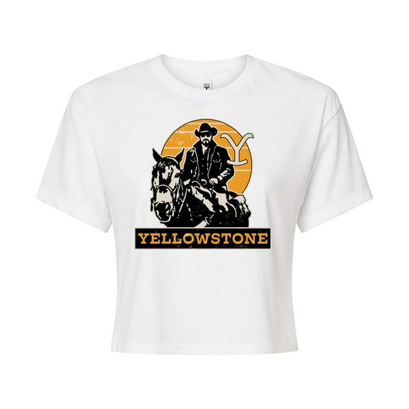 Yellowstone  - Rip Riding Horseback - Juniors Cropped Cotton Blend T-Shirt