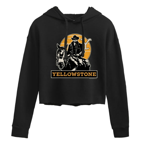 Yellowstone  - Rip Riding Horseback - Juniors Cropped Pullover Hoodie