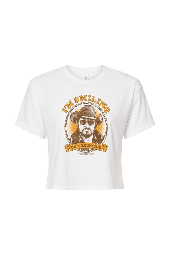 - Rip Smiling Inside - Juniors Cropped Graphic T-Shirt