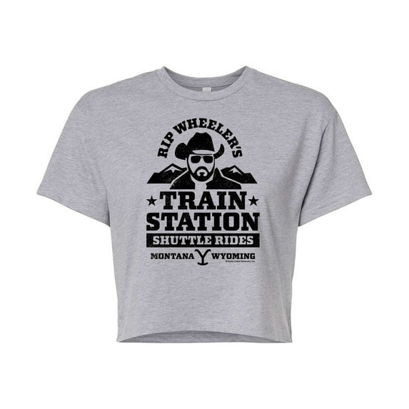 Yellowstone - Rip Wheelers Train Station - Juniors Cropped Cotton Blend T-Shirt