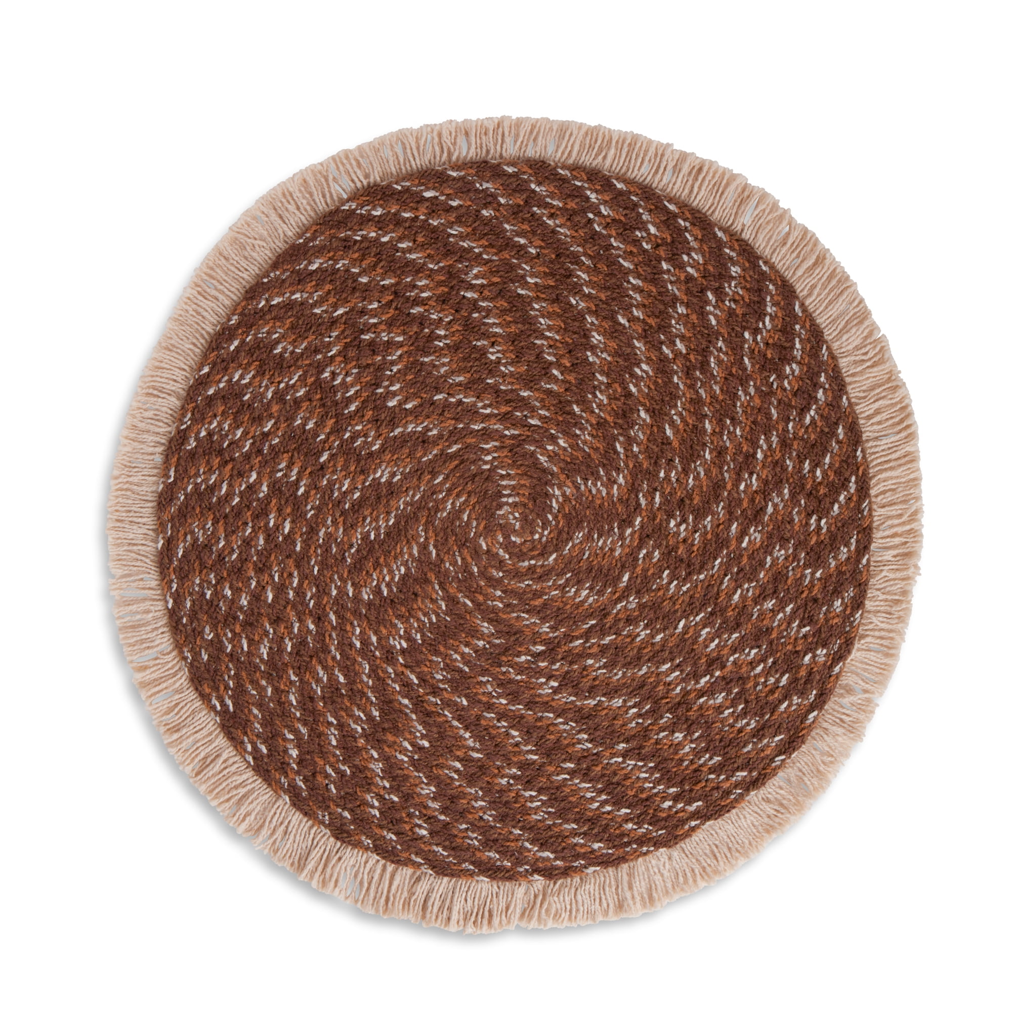 Yellowstone Round Kitchen Fringe Table Placemat, Brown