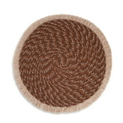 Yellowstone Round Kitchen Fringe Table Placemat, Brown