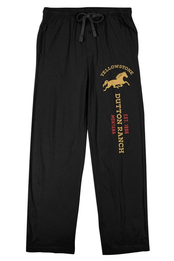 Yellowstone Series Dutton Ranch Logo Men's Black Graphic Sleep Pants -Small